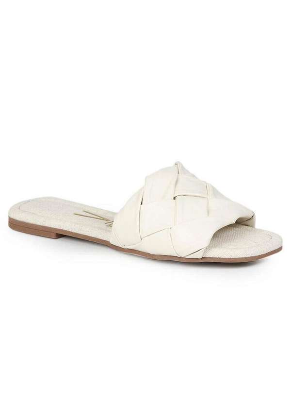 Vizzano - Tamanco Rasteiro Feminino Vizzano Transpassado Marfim