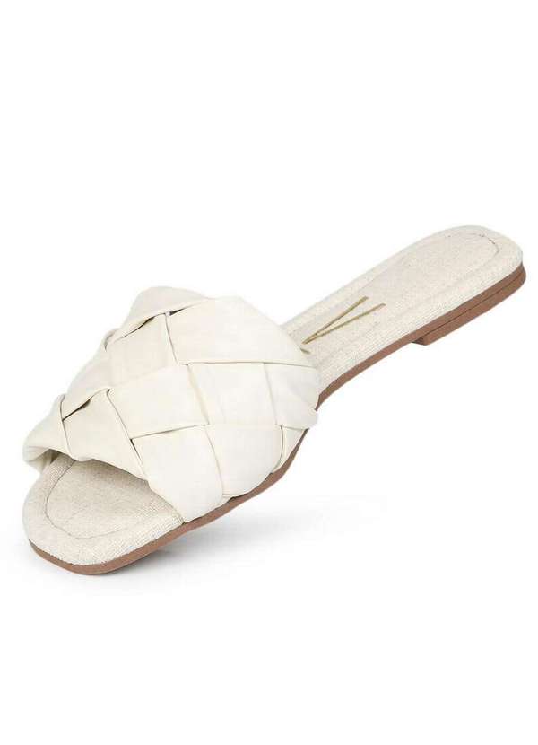 Vizzano - Tamanco Rasteiro Feminino Vizzano Transpassado Marfim 2