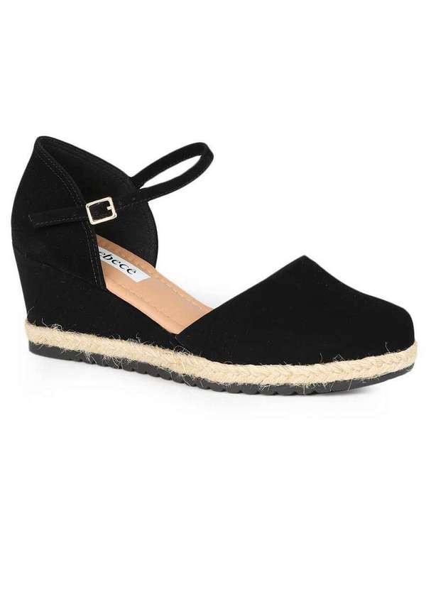 São Paulo - Sandália Anabela Feminina Bebecê Fechada Preto