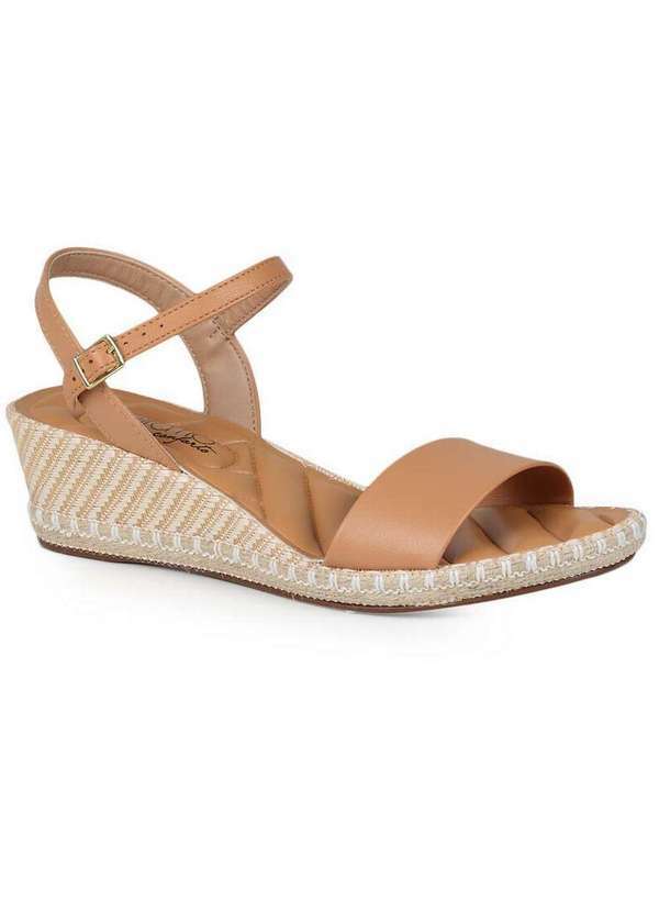 Beira Rio - Sandalia Anabela Feminina Conforto Beira Rio Espadrile Bege