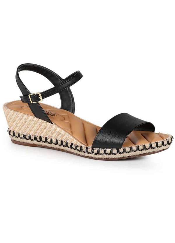Beira Rio Sandalia Anabela Feminina Conforto Beira Rio Espadrile Preto