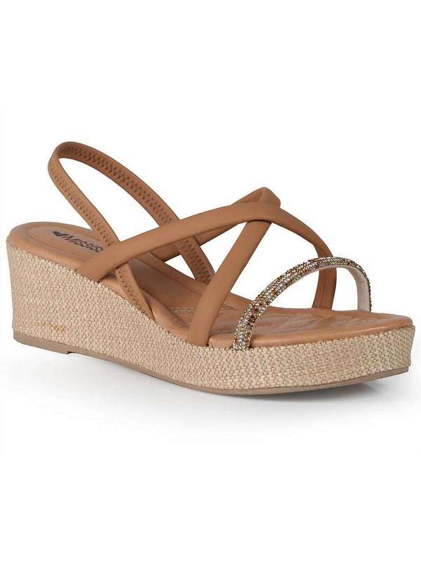 Mississipi - Sandália Anabela Feminina Mississipi Hotfix e Corda Caramelo 1