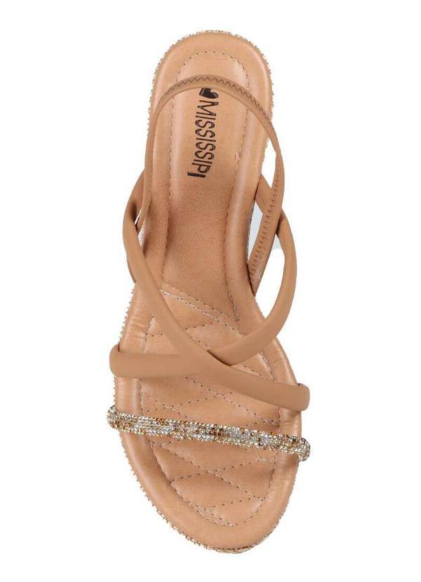 Mississipi - Sandália Anabela Feminina Mississipi Hotfix e Corda Caramelo 4