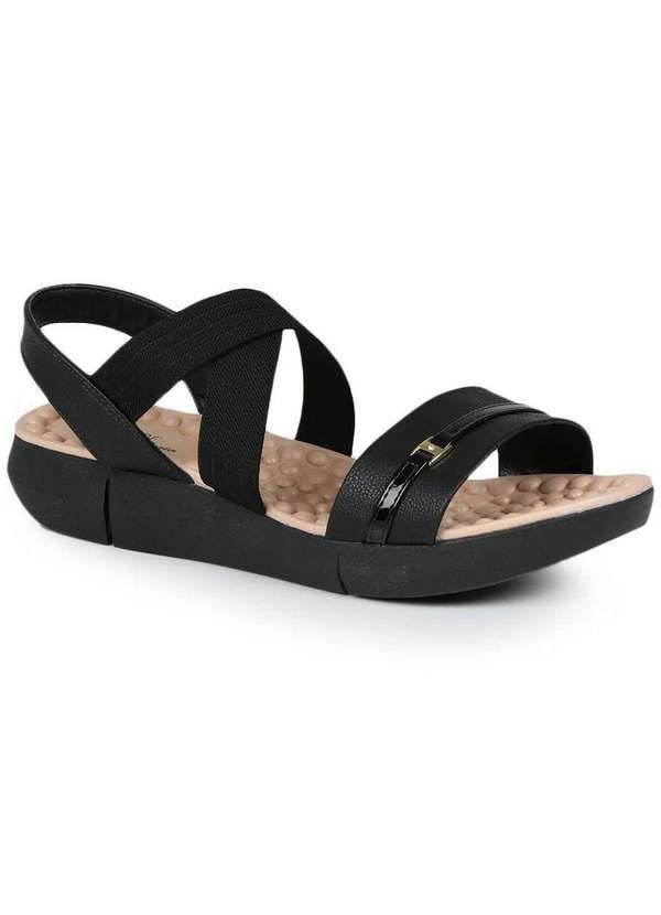 Modare - Sandália Anabela Feminina Modare Elástico Preto