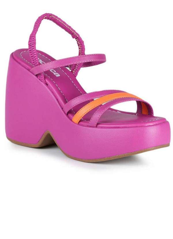 Moleca - Sandália Anabela Feminina Moleca Dopamin Fucsia