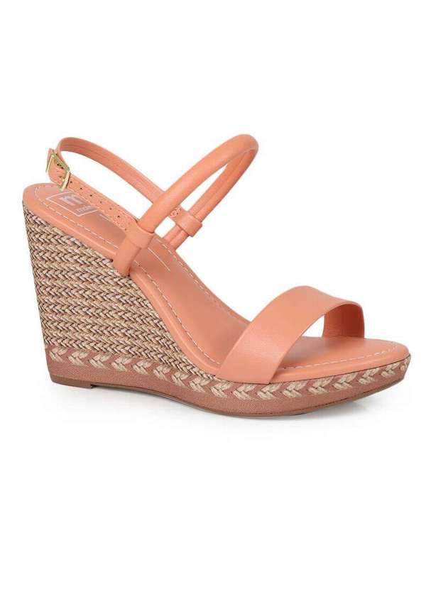Moleca Sandália Anabela Feminina Moleca Fivela Coral