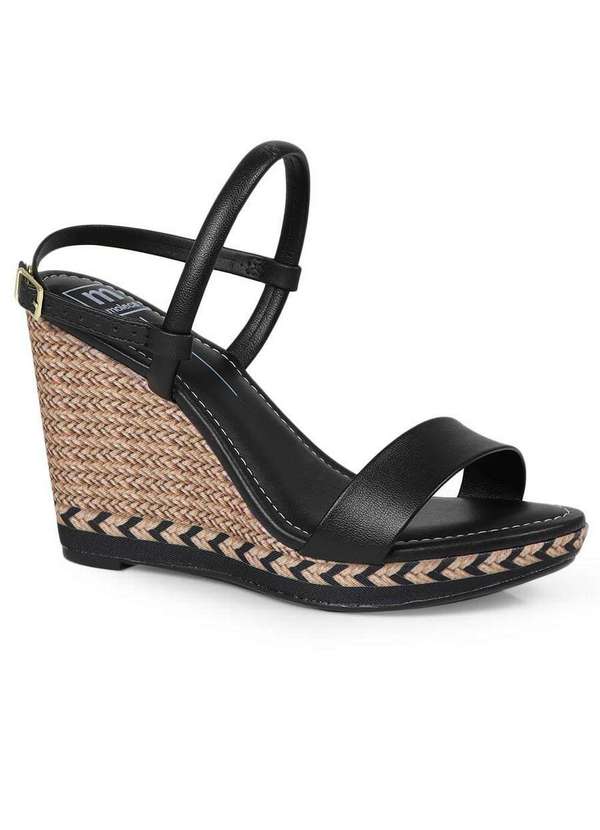 Moleca - Sandália Anabela Feminina Moleca Fivela Preto
