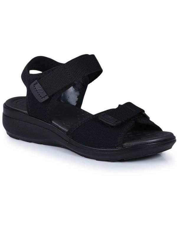 Pegada - Sandália Anabela Feminina Pegada Fecho Velcro Preto