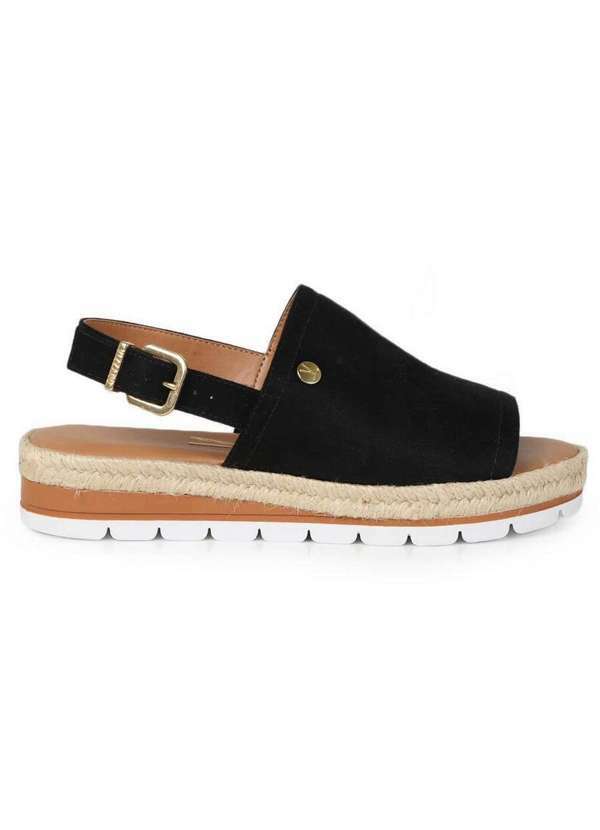 Vizzano - Sandália Anabela Feminina Vizzano Corda e Sola Tratorada Preto 2