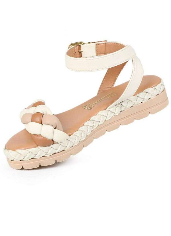 Vizzano - Sandália Anabela Feminina Vizzano Tira Trançada Marfim 2
