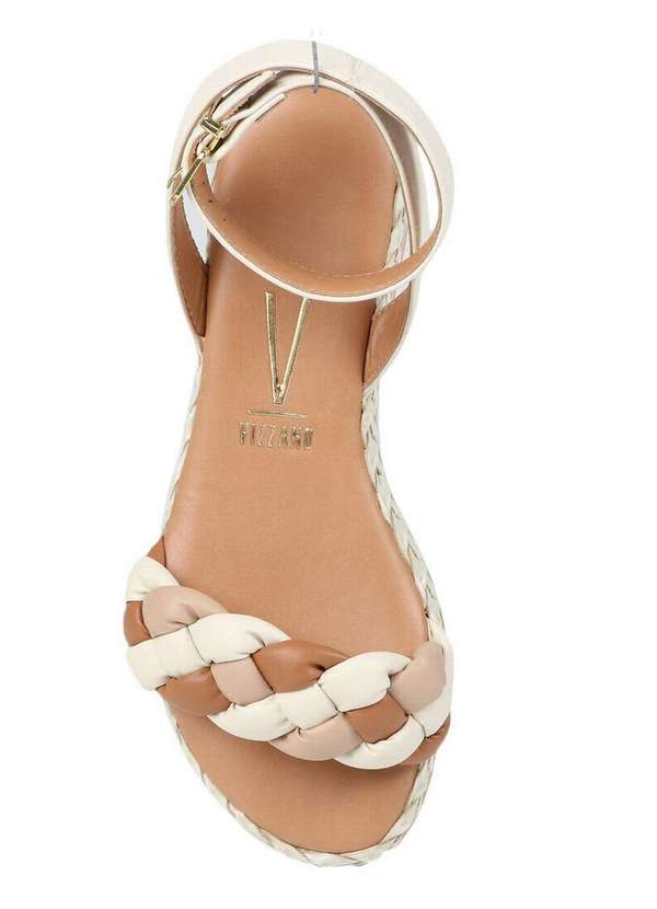 Vizzano - Sandália Anabela Feminina Vizzano Tira Trançada Marfim 4
