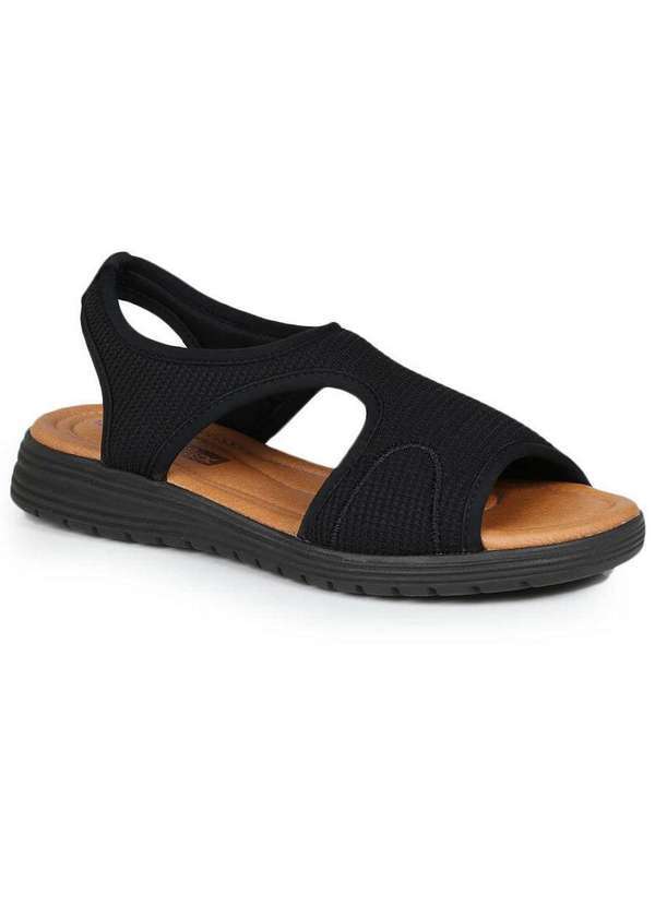 Comfortflex - Sandália Anabela Feminino Comfortflex Ajuste Elastico Preto