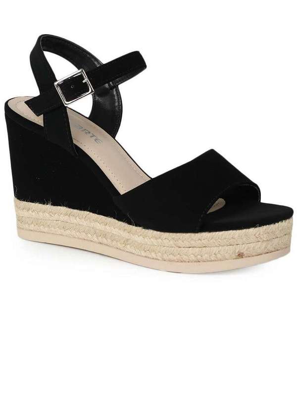 Via Marte - Sandália Anabela Feminino Via Marte Corda Transpassada Preto