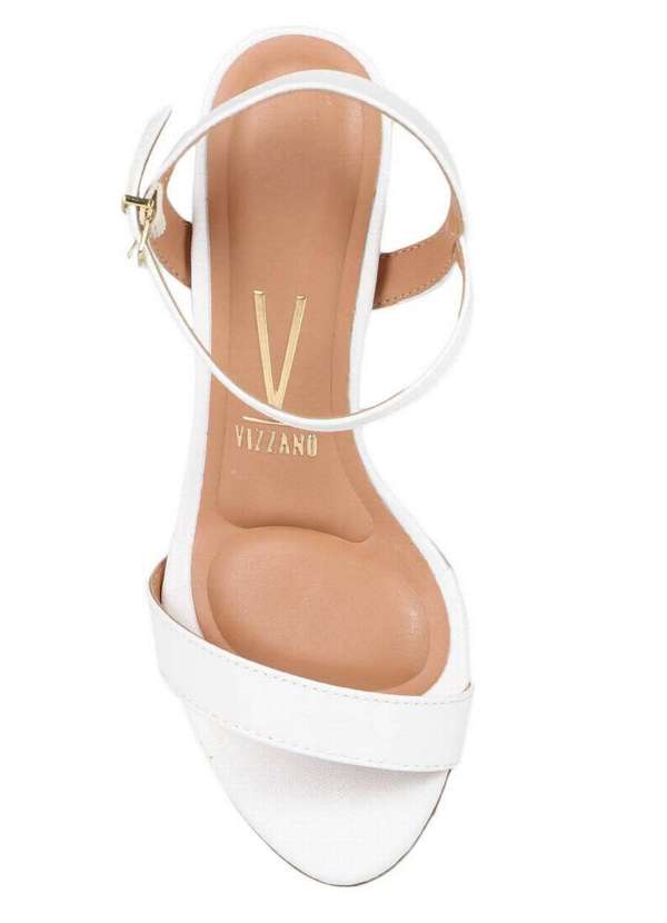 Sandália Salto Feminina Beira Rio Efeito Brilho Branco Passarela