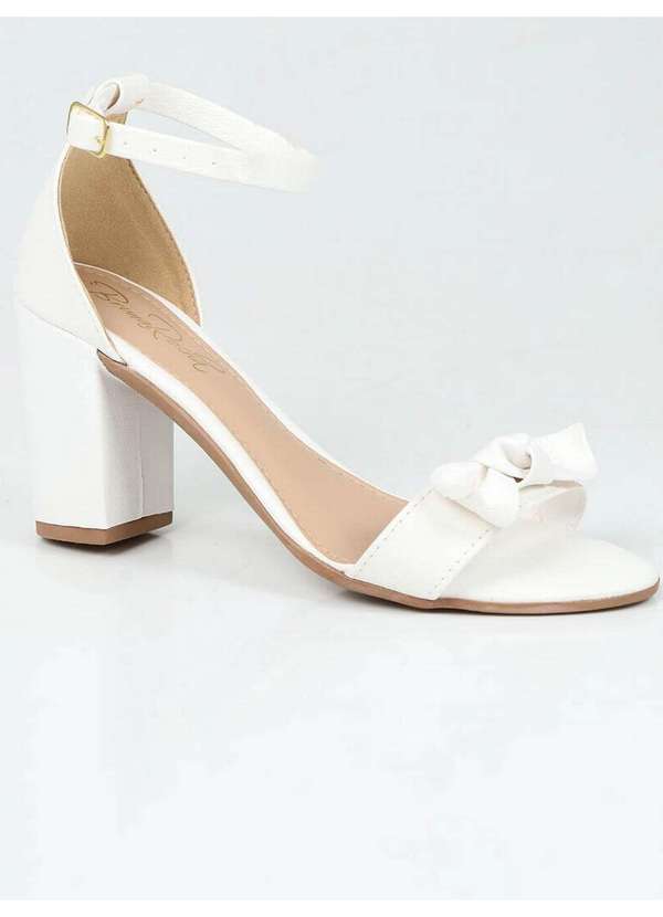 Bruna Rocha Sandália Salto Feminina Bruna Rocha Bico Redondo Branco