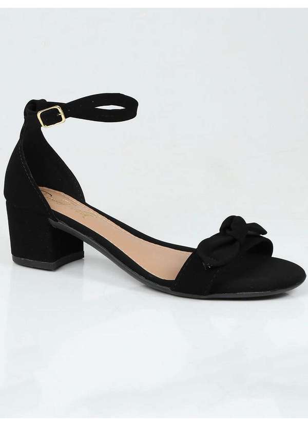 Bruna Rocha - Sandália Salto Feminina Bruna Rocha Laço Básico Preto 1