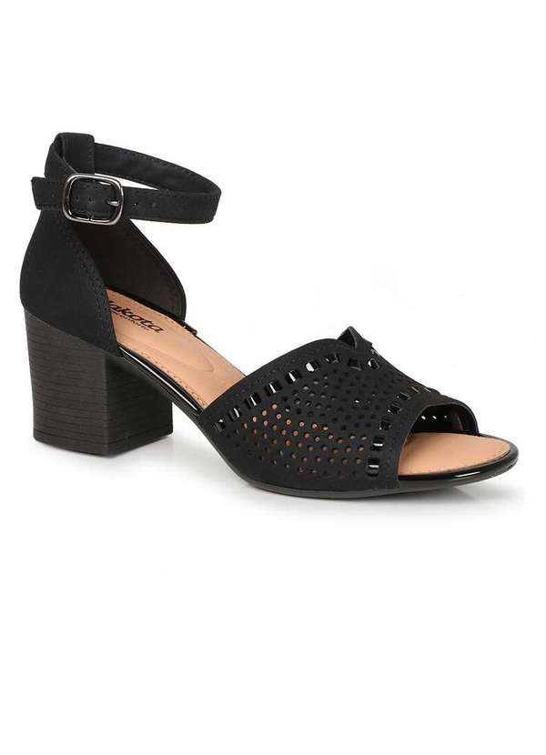Dakota Sandália Salto Feminina Dakota Furinhos a Laser Preto