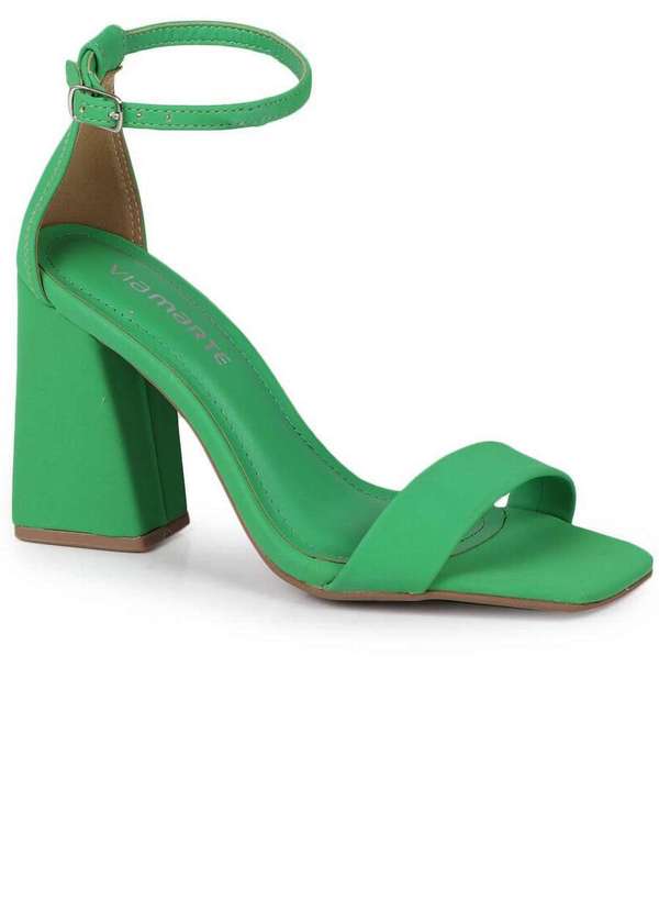 Via Marte Sandália Salto Feminina Via Marte Bico Quadrado Verde