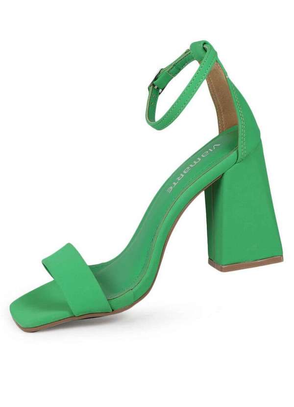 Via Marte Sandália Salto Feminina Via Marte Bico Quadrado Verde