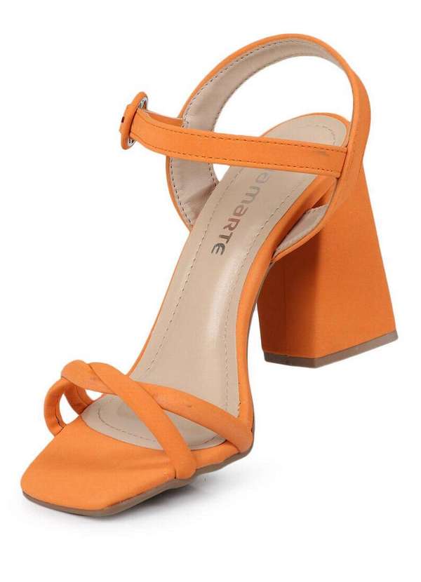 Via Marte - Sandália Salto Feminina Via Marte Monocolor Laranja 2