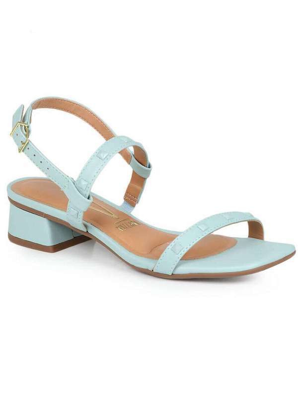 Vizzano - Sandália Salto Feminina Vizzano Bico Quadrado Spikes Azul
