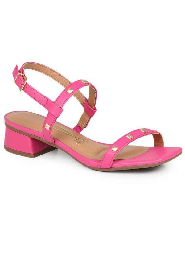 Vizzano - Sandália Salto Feminina Vizzano Bico Quadrado Spikes Pink
