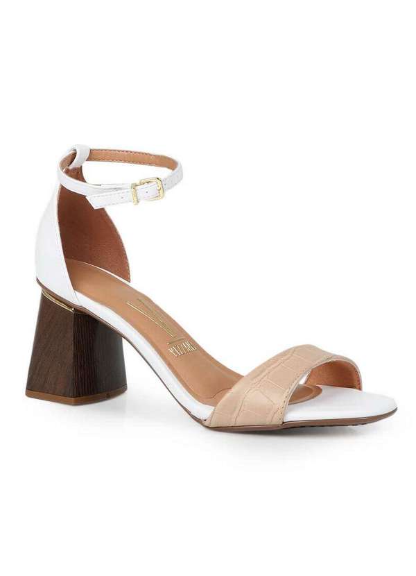 Sandália Salto Feminina Vizzano Croco Branco Passarela