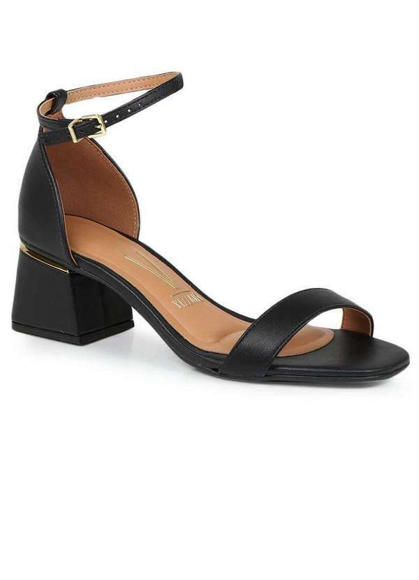 Vizzano - Sandália Salto Feminina Vizzano Minimal Bico Quadrado Preto