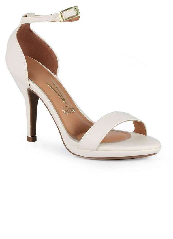 Vizzano Sandália Salto Feminina Vizzano Minimalista Clean Marfim