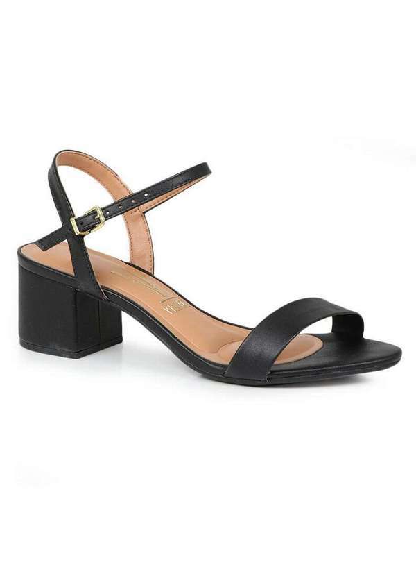 Vizzano - Sandália Salto Feminina Vizzano Monocromática Preto