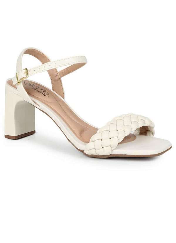 Beira Rio Sandália Salto Feminino Beira Rio Trançado Marfim