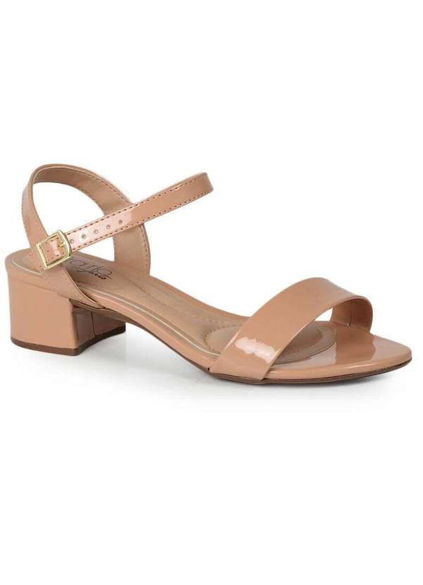 Beira Rio Sandália Salto Feminino Conforto Beira Rio Tira Envernizada Nude