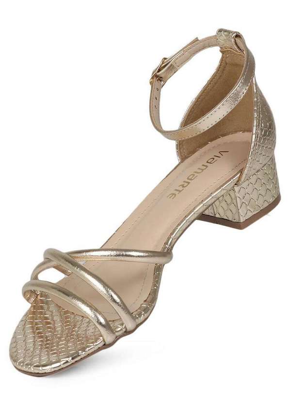 Via Marte - Sandália Salto Feminino Via Marte Cor Única Dourado 2