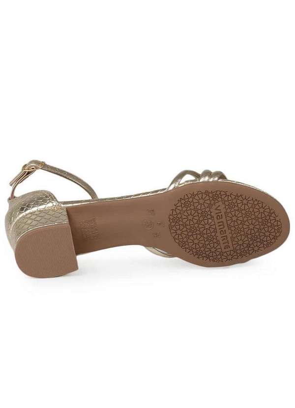 Via Marte - Sandália Salto Feminino Via Marte Cor Única Dourado 3