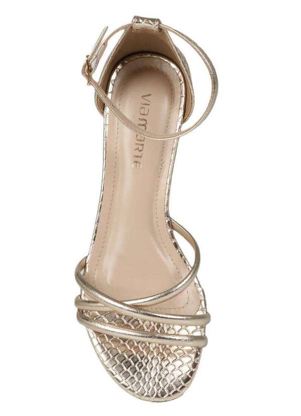 Via Marte - Sandália Salto Feminino Via Marte Cor Única Dourado 4