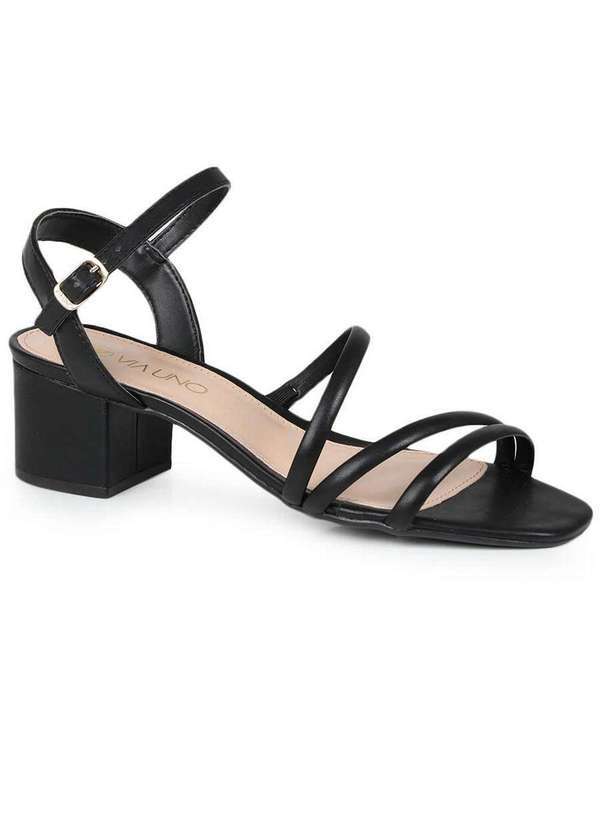 Via Uno - Sandália Salto Feminino Via Uno Unicolor Preto