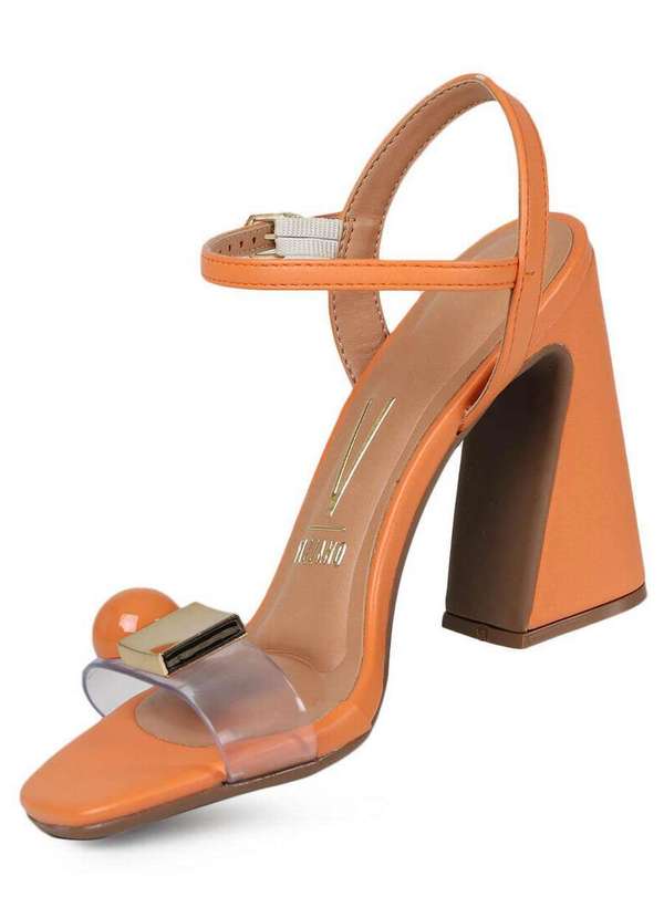 Vizzano - Sandália Salto Feminino Vizzano Enfeite e Vinil Laranja 2