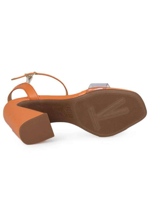 Vizzano - Sandália Salto Feminino Vizzano Enfeite e Vinil Laranja 3