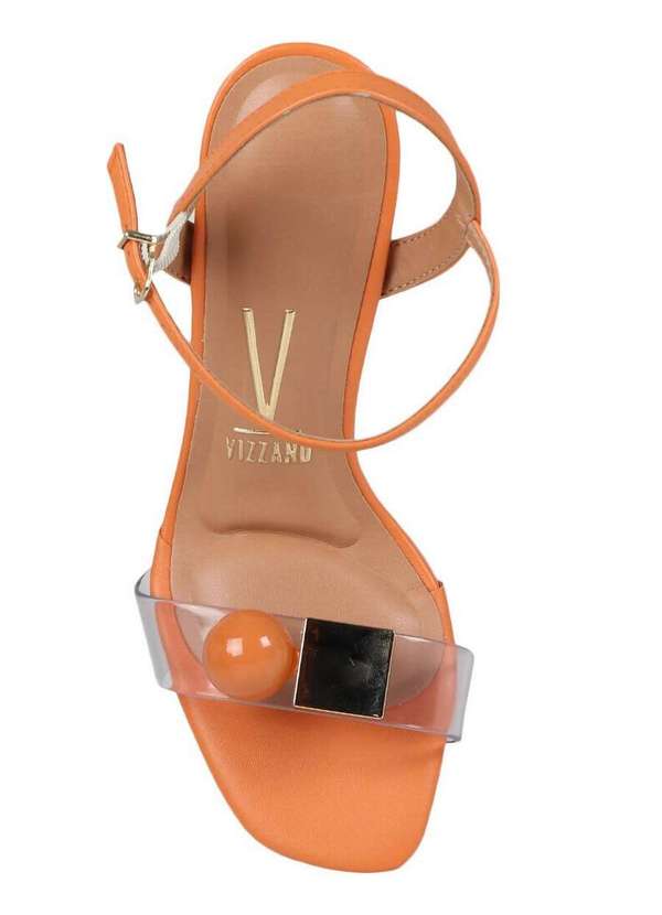 Vizzano - Sandália Salto Feminino Vizzano Enfeite e Vinil Laranja 4
