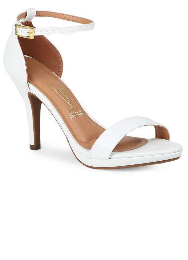 Vizzano Sandália Salto Feminino Vizzano Glitter e Delicadeza Branco