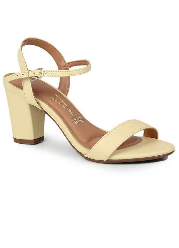 Sandália Salto Feminino Vizzano Minimal Unicolor Amarelo Passarela