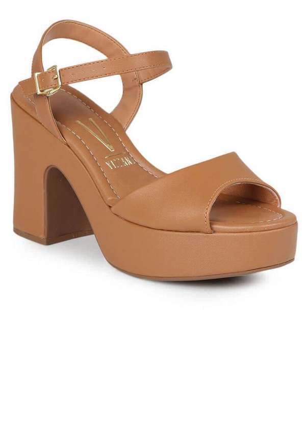 Vizzano - Sandália Salto Feminino Vizzano Minimalista Caramelo