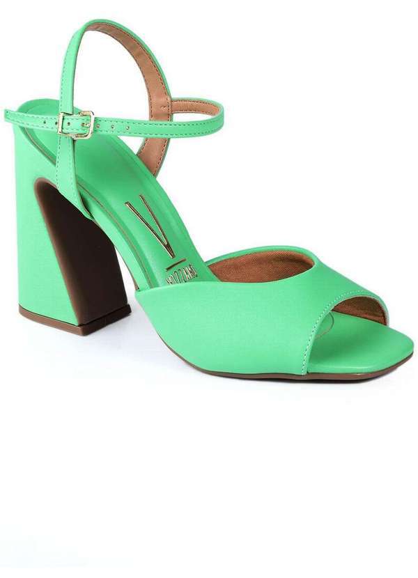 Vizzano - Sandália Salto Feminino Vizzano Moderna Verde Escuro