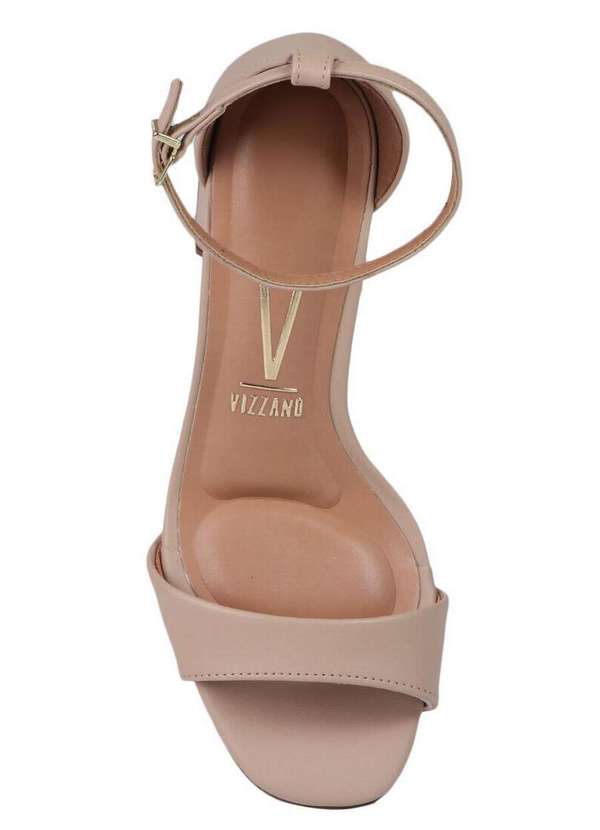 Sandalia Vizzano Salto Grosso Bege Vizzano Sandália Salto Feminino