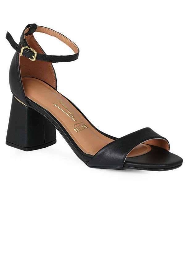 Vizzano - Sandália Salto Feminino Vizzano Salto Grosso Preto