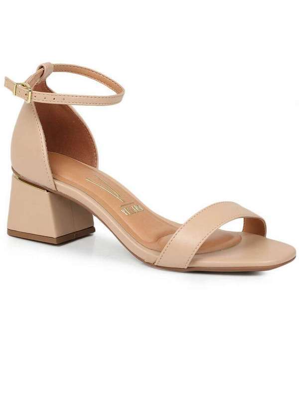 Vizzano - Sandalia Salto Vizzano Feminino Salto Grosso Nude
