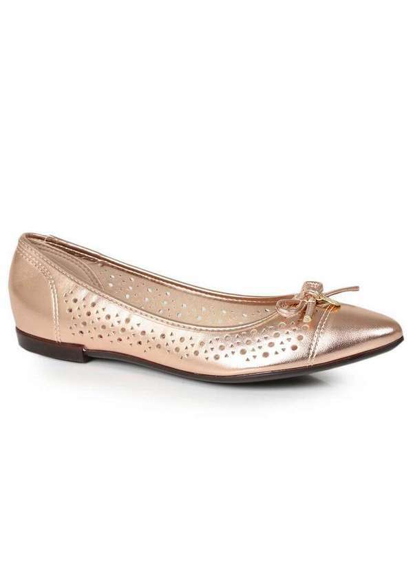 Moleca - Sapatilha Bico Fino Feminino Moleca Laço Delicado Cobre