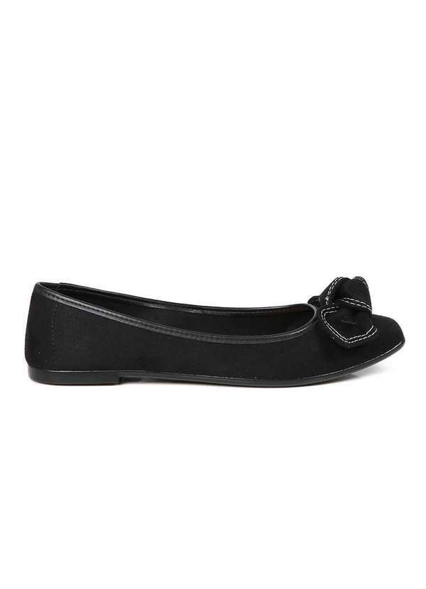 Moleca - Sapatilha Feminina Moleca Bico Quadrado Laço Preto 2