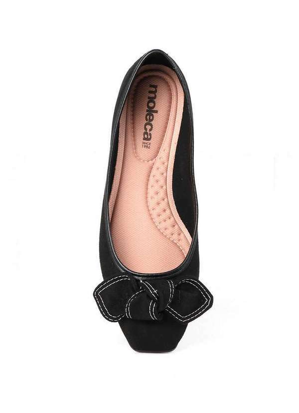Moleca - Sapatilha Feminina Moleca Bico Quadrado Laço Preto 5