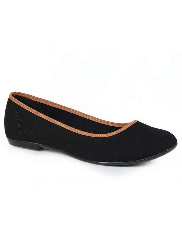 Moleca - Sapatilha Feminina Moleca Bico Quadrado Preto